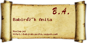 Babirák Anita névjegykártya