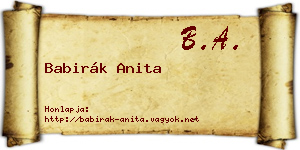 Babirák Anita névjegykártya