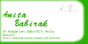 anita babirak business card